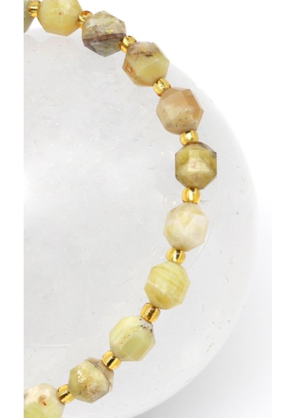 Sarı Opal Doğal Taş Makrome Örme Bileklik Hexagonel Kesim fiyatları