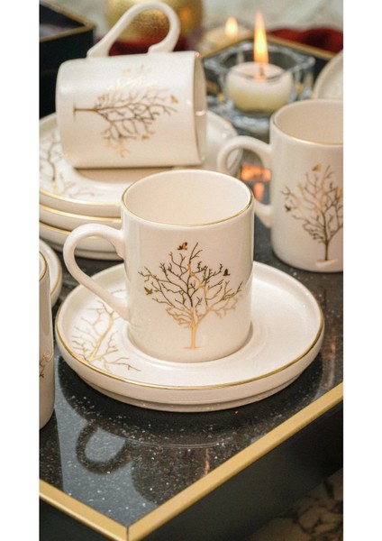 Hayat Ağacı 6 Kişilik 12 Parça Kahve Takımı