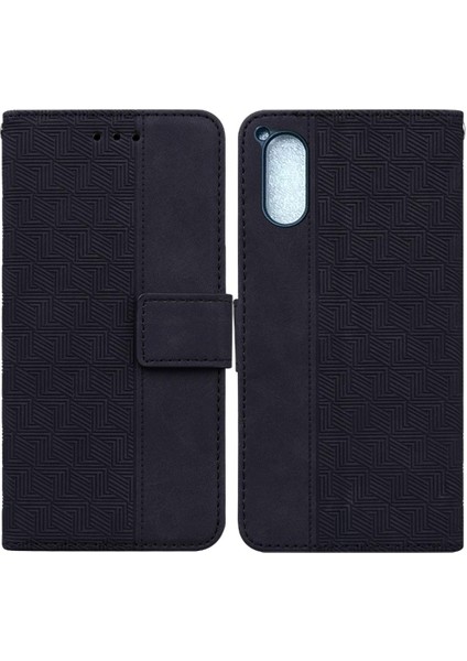 Sony Xperia 5 V Cüzdan Kapak Için Kılıf Geometrik Kabartmalı Kickstand Özelliği (Yurt Dışından)