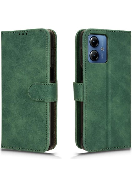 Motorola Moto G14 4g Deri Folio Flip Case Kart Ekleme Için Kılıf (Yurt Dışından)