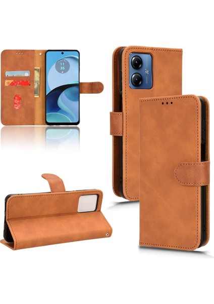 Motorola Moto G14 4g Deri Folio Flip Case Kart Ekleme Için Kılıf (Yurt Dışından)