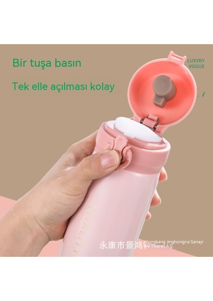 FastDeal Store Yeni 304 Paslanmaz Çelik Degrade Zıplayan Vakum Termos Açık Taşınabilir Kilit Toka Su Bardağı Erkek ve Kız Öğrenciler Için (Yurt Dışından)