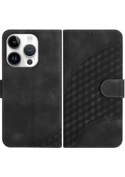 IPhone 13 Için Kılıf Pro Max Darbeye Deri Kılıf Geometrik Desen Kartı (Yurt Dışından)
