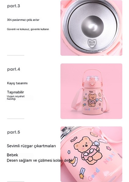 Sevimli Yüksek Değerli Çocuk Termos Bardak Kız Öğrenci Çift Içme Büyük Göbek Bardak Büyük Kapasiteli Taşınabilir Saman Bardak (Yurt Dışından) indirimleri