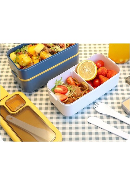 Çift Katmanlı Yemek Kabı Çatal Bıçak Takımı Sos Kutusu Öğrenci Taşınabilir Yemek Kabı (Yurt Dışından) fırsatları