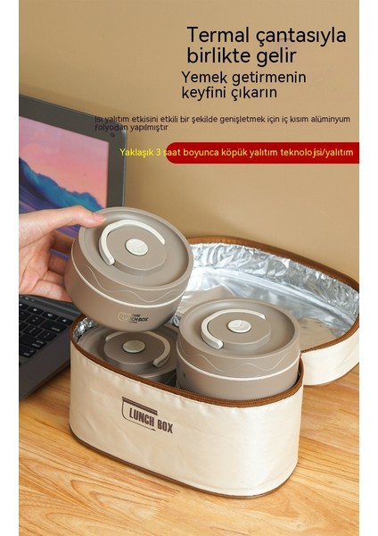 304 Paslanmaz Çelik Yalıtımlı Öğle Yemeği Kutusu Çift Katmanlı Taşınabilir Öğle Yemeği Kutusu Yuvarlak Çok Katmanlı Çalışma Öğrenci Öğle Yemeği Kutusu Kapaklı ve Contalı (Yurt Dışından)