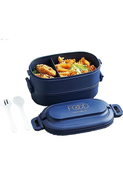 Ofis Çalışanları Taşınabilir Mikrodalga Isıtma Öğrenci Yemek Kabı Çift Katmanlı Bento Kutusu Sofra Yemek Kabı ile Japon Tarzı Ayırıcı (Yurt Dışından)