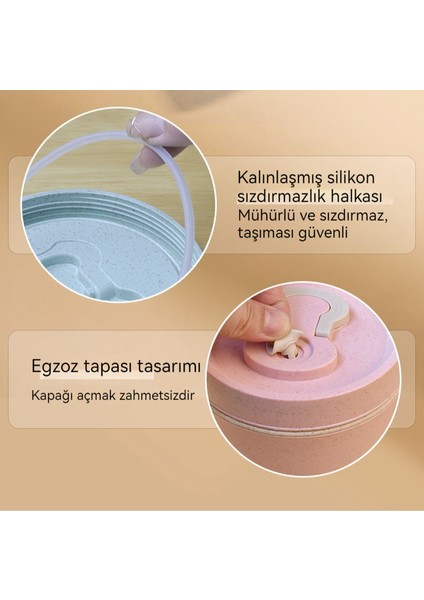 Ofis Çalışanı Buğday Samanı Öğle Yemeği Kutusu Yuvarlak Küçük 450ML (Yurt Dışından)