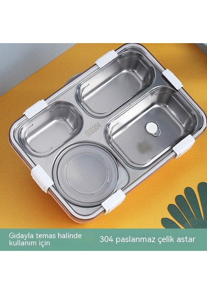 304 Paslanmaz Çelik Öğle Yemeği Kutusu Öğrenci Öğle Yemeği Kutusu 4 Bölmeli Mühürlü Yalıtımlı Öğle Yemeği Kutusu (Yurt Dışından) fırsatları