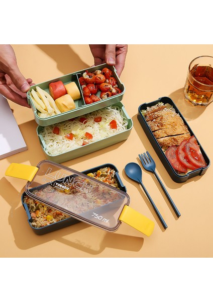 Çift Katmanlı Büyük Kapasiteli Öğrenci Öğle Yemeği Kutusu Mikrodalgada Kullanılabilir Bölmeli Mühürlü Öğle Yemeği Kutusu (Yurt Dışından) modelleri