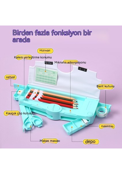 Büyük Kapasiteli ve Yüksek Görünüme Sahip Ilkokul Öğrencileri Için Yaratıcı Çok Fonksiyonlu Kalem Kutusu Karikatür Çocuk Kalem Kutusu (Yurt Dışından)