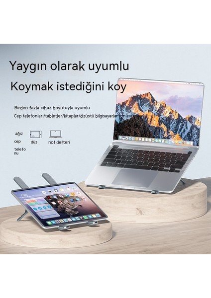 Dizüstü Bilgisayar Standı Alüminyum Alaşımlı Katlanır Kaldırma Tablet Yükseklik Braketi Masaüstü Bilgisayar Soğutma Braketi (Yurt Dışından)