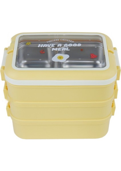 Yalıtımlı Öğle Yemeği Kutusu Paslanmaz Çelik Öğle Yemeği Kutusu Taşınabilir Üç Katmanlı Öğle Yemeği Kutusu (Yurt Dışından)