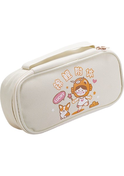 Büyük Kapasiteli Çok Katmanlı Kırtasiye Çantası, Yüksek Görünümlü Kadın Karikatürü, Sevimli Çok Fonksiyonlu Kalem Çantası, Taşınabilir Kırtasiye Çantası, Kalem Kutusu (Yurt Dışından) modelleri