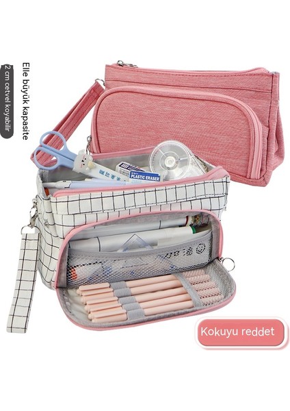 Çok Fonksiyonlu Kalem Kutusu Niş Kırtasiye Çantası Öğrenci Büyük Kapasiteli Taşınabilir Kırtasiye Çantası (Yurt Dışından) modelleri