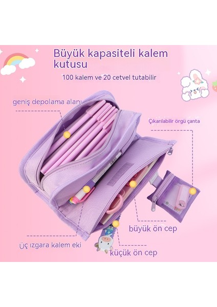 Kızlar Için Büyük Kapasiteli, Çok Katmanlı Kırtasiye Çantası, Ilkokul ve Ortaokul Öğrencileri Için Çok Fonksiyonlu Kalem Çantası, Yüksek Değerli Kalem Çantası (Yurt Dışından) fırsatları
