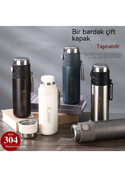 Kapaklı Çift Kullanımlı Taşınabilir Termos Bardak Yüksek Değerli 304 Paslanmaz Çelik Hediye Su Bardağı (Yurt Dışından)