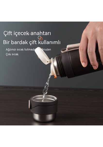 Kapaklı Çift Kullanımlı Taşınabilir Termos Bardak Yüksek Değerli 304 Paslanmaz Çelik Hediye Su Bardağı (Yurt Dışından)
