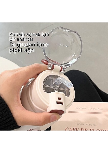 Basit Termos Bardak Kız Pipet Bardak Ins Yüksek Yüz Değer Net Kırmızı Yeni Yetişkin Öğrenci Çocuk Su Bardağı (Yurt Dışından)