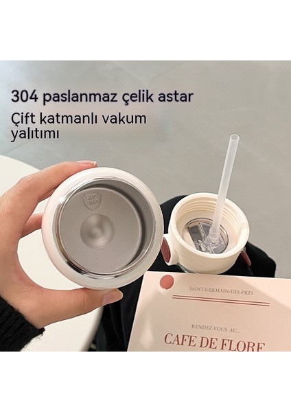 Basit Termos Bardak Kız Pipet Bardak Ins Yüksek Yüz Değer Net Kırmızı Yeni Yetişkin Öğrenci Çocuk Su Bardağı (Yurt Dışından)
