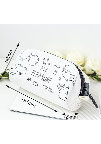 Öğrenci Kalem Çantası Yaratıcı Sevimli Kız Basit Tuval Büyük Kapasiteli Kalem Çantası Büyük Fermuarlı Kırtasiye Çantası (Yurt Dışından) fırsatları