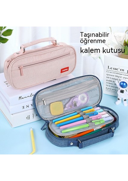 Kırtasiye Kutusu Taşınabilir Yaratıcı Büyük Kapasiteli Sınav Öğrencisi Tuval Kalem Kutusu (Yurt Dışından)
