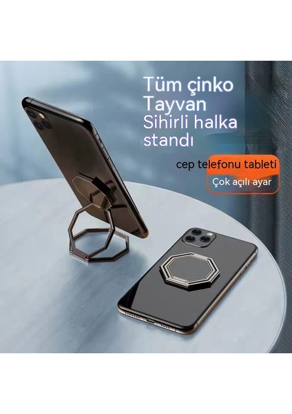 Tablet Katlanır Standı Masaüstü Yapışkan Sihirli Yüzük Bagua Toka Taşınabilir Manyetik Metal Halka Cep Telefonu Tutucu (Yurt Dışından)