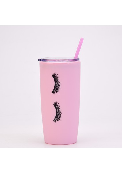 Pembe Kirpik Çift Plastik Su Bardağı/yaratıcı Pipet Su Bardağı, DL066 (Yurt Dışından)