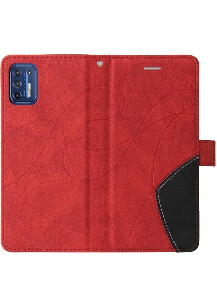 Motorola Moto G9 Artı Iki Renkli Dikiş Pu Deri Flip Folio Için Kılıf (Yurt Dışından) fiyatları