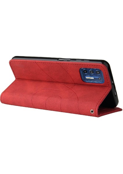 Motorola Moto G9 Artı Iki Renkli Dikiş Pu Deri Flip Folio Için Kılıf (Yurt Dışından) modelleri