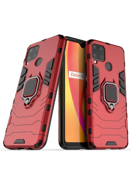Realme C15 Darbeye Kapak Için Kılıf Kickstand Askeri Damla Koruma (Yurt Dışından)
