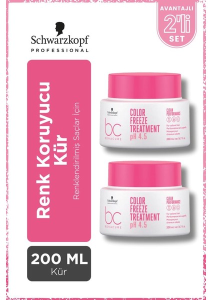 Schwarzkopf Bonacure Bc Clean Renk Koruyucu Kür 200ML x 2 Adet - Renklendirilmiş Saçlar Için