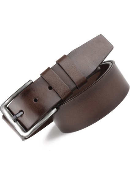 %100 Hakiki Deri Erkek Spor Kemer 4,5cm / RS1014 Kahve (Bison)