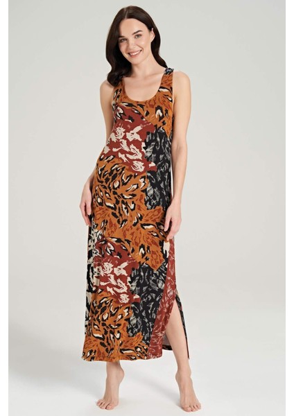 Kadın Siyah Karışık Desen Elbise 5050