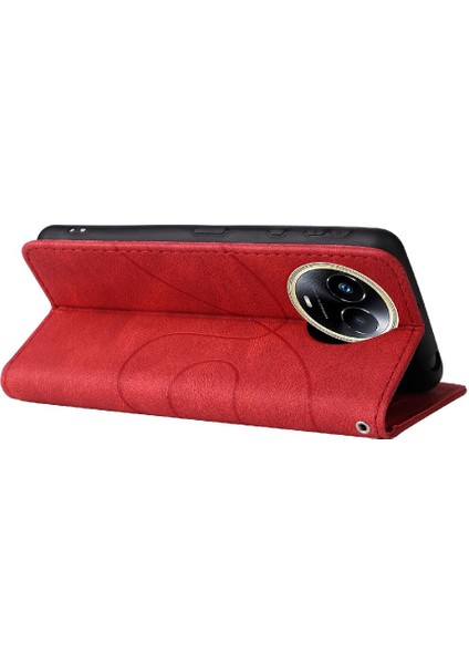 Realme 11 5g Pu Deri Flip Folio Kılıf ile Iki Renkli Dikiş (Yurt Dışından)