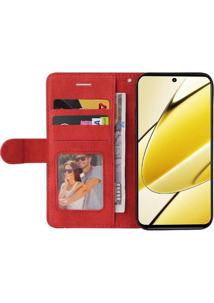 Realme 11 5g Pu Deri Flip Folio Kılıf ile Iki Renkli Dikiş (Yurt Dışından)