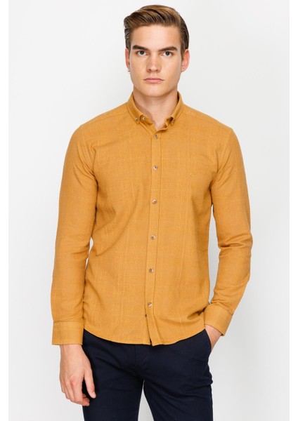 Erkek Hardal Dynamicfit Ted Baker Düğmeli Gömlek