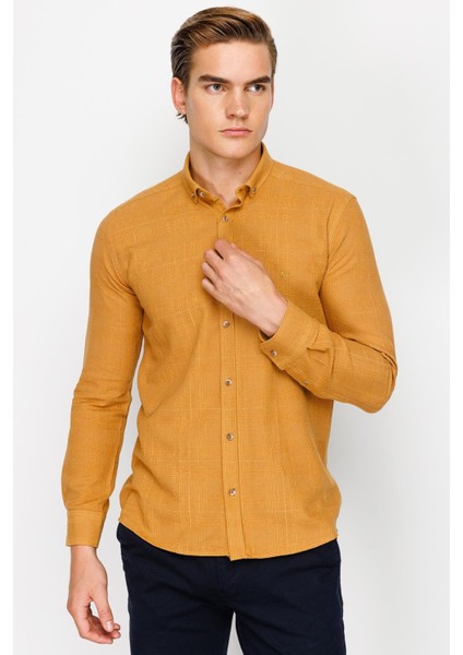 Erkek Hardal Dynamicfit Ted Baker Düğmeli Gömlek
