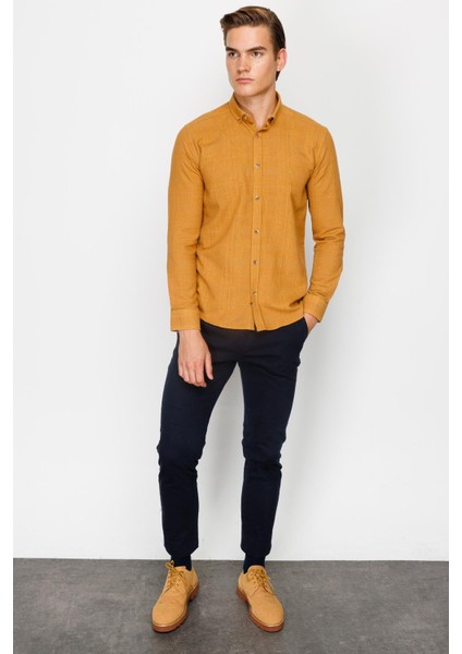 Erkek Hardal Dynamicfit Ted Baker Düğmeli Gömlek