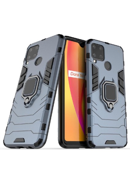 Realme C15 Darbeye Kapak Için Kılıf Kickstand Askeri Damla Koruma (Yurt Dışından)