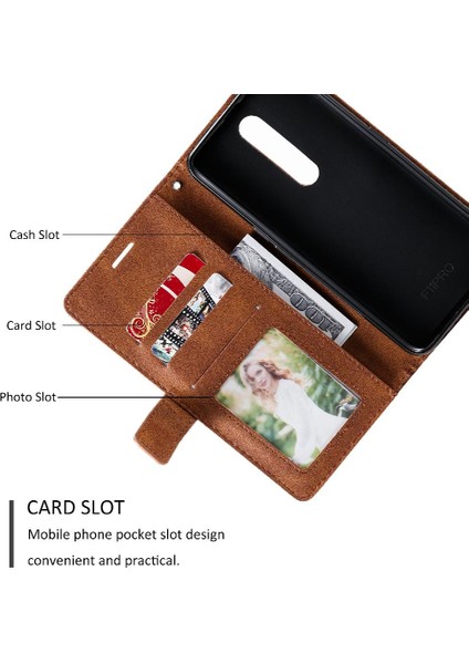 Oppo F11 Pro Darbeye Pu Deri Kart Tutucu Kickstand Cüzdan Için Kılıf (Yurt Dışından)