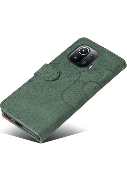 Xiaomi 11 Pro Kickstand Koruyucu Kılıf Kart ile Iki Renkli Dikiş (Yurt Dışından)