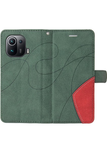 Xiaomi 11 Pro Kickstand Koruyucu Kılıf Kart ile Iki Renkli Dikiş (Yurt Dışından)