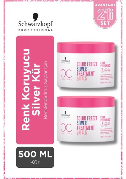Schwarzkopf Bonacure Bc Clean Renk Koruyucu Gümüş Kür 500ML x 2 Adet - Renklendirilmiş Saçlar Için