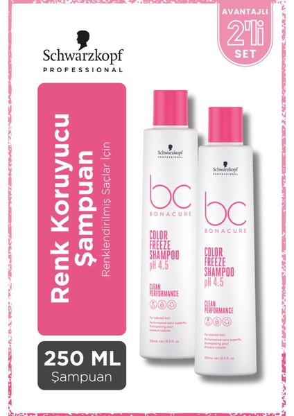 Schwarzkopf Bonacure Bc Clean Renk Koruyucu Şampuan 250ML x 2 Adet - Renklendirilmiş Saçlar Için