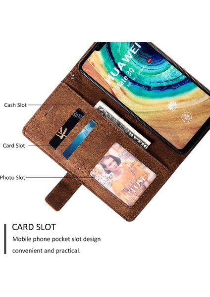 Bdt Shop Huawei Mate 30 Için Kılıf Cüzdan Flip Folio Darbeye Manyetik Pu Deri (Yurt Dışından)