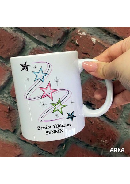 Size Özel Benim Yıldızım Sensin Seramik Baskılı Kupa Bardaklar fiyatları