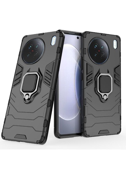 Vıvo X90 5g Için Kılıf 360 &deg; Dönen Halka Darbeye Kapak Kickstand Askeri (Yurt Dışından)