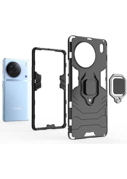 Vıvo X90 5g Için Kılıf 360 &deg; Dönen Halka Darbeye Kapak Kickstand Askeri (Yurt Dışından) fiyatları