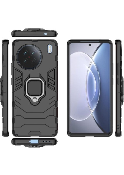 Vıvo X90 5g Için Kılıf 360 &deg; Dönen Halka Darbeye Kapak Kickstand Askeri (Yurt Dışından) modelleri